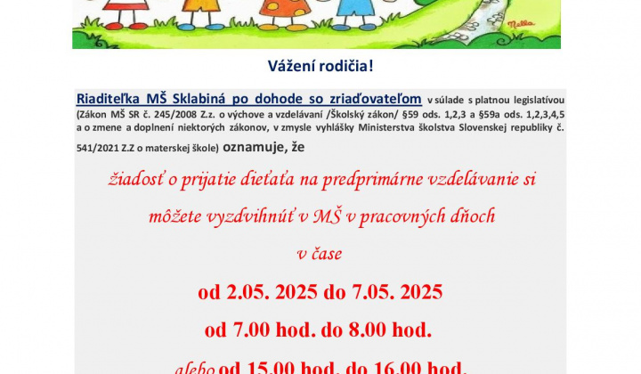 1. fotografia fotogalérie Aktuality / Zápis do MŠ 2025-2026 - foto