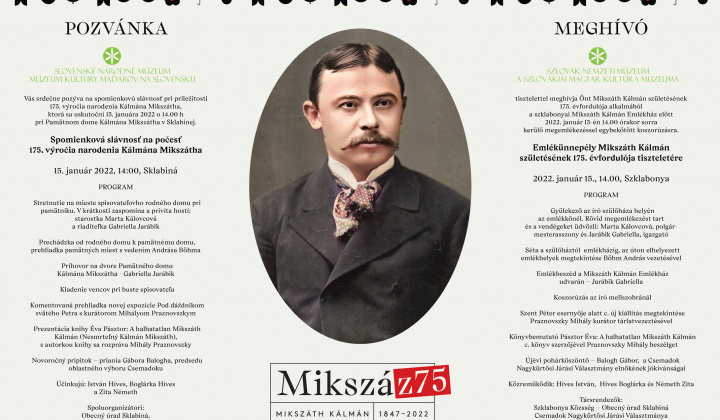 Pozvánka na Spomienkovú slávnosť na počesť 175. výročia narodenia K. Mikszátha