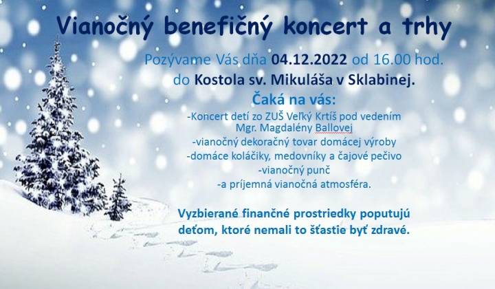 Vianočný benefičný koncert a trhy