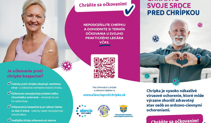 Plagát - Chrípka , očkovanie proti chrípke a kardiáci