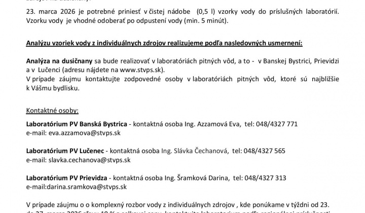 Testovanie vody zo studni